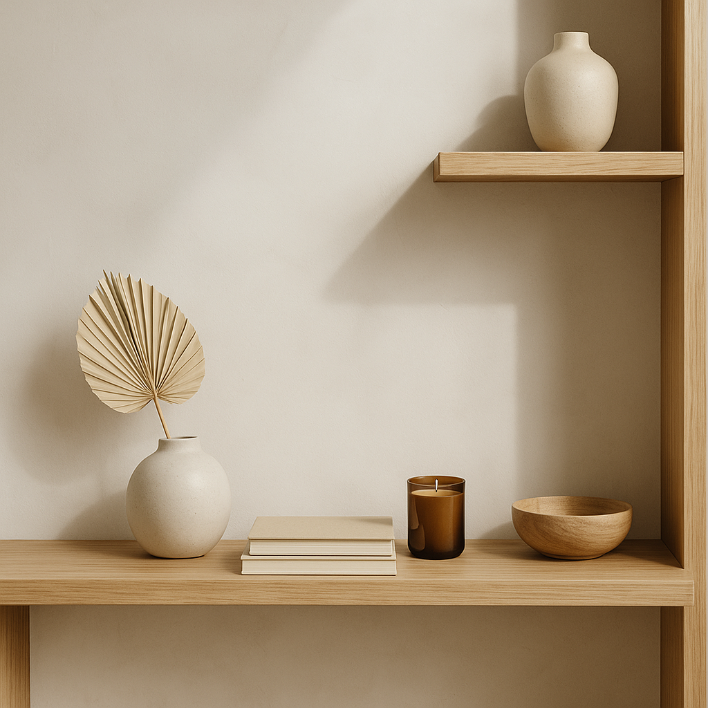 Wooden shelf with decor
