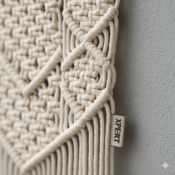 xpert handmade macrame wall hanging – bohemian style home decor with logo tag
