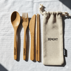 xpert handmade bamboo utensil set – eco friendly kitchen & dining essentials with logo engraving