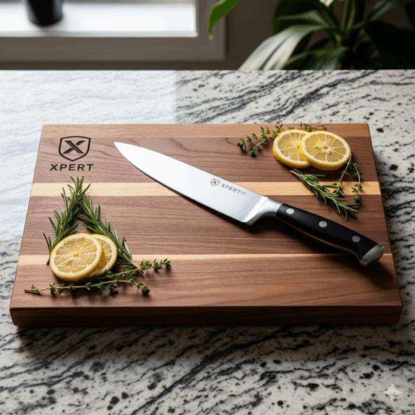 xpert handmade wooden cutting board – rustic kitchen & dining essential with logo engraving
