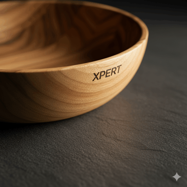 xpert handmade wooden serving bowl – natural kitchen & dining essential with logo engraving