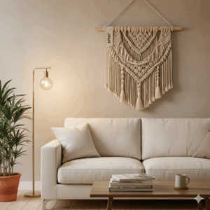 xpert handmade macrame wall hanging – bohemian style home decor with logo tag