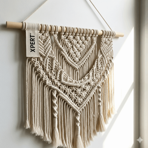 xpert handmade macrame wall hanging – bohemian style home decor with logo tag