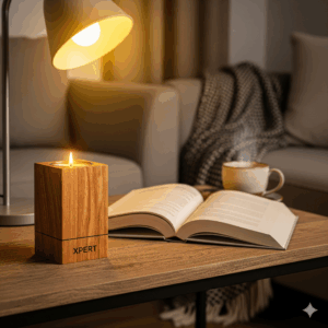 xpert handmade wooden candle holder – minimalist natural home decor with logo engraving