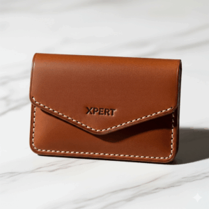xpert handmade leather card holder – minimalist unisex fashion accessory with logo