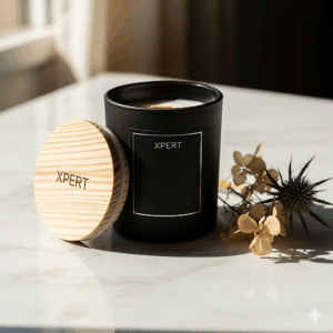 xpert handmade scented soy candle – wellness & lifestyle home essential with logo engraving